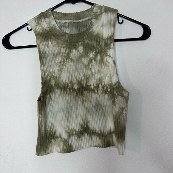 aerie Tops - Aerie Green Tie-Dye Ribbed Tank Top